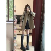 小個子穿搭卡其色風衣外套女2026春秋新款韓版寬鬆顯瘦中長款英倫風大衣ins 矮個子沖鋒衣薄款大衣 爆款小個子休閒夾克