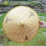 連盛 草帽子斗笠竹編防曬男士釣魚遮雨遮陽帽農民戶外涼帽舞臺道具帽