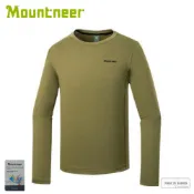 【Mountneer 山林 男 圓領雲彩針織保暖衣《軍綠》】22P17/登山/刷毛衣/保暖衣/中層衣