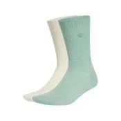 【adidas 愛迪達】休閒襪 Crew Sock 2PP 綠 米白 襪子 長襪 中筒 三葉草 愛迪達 2雙入(IX7603)