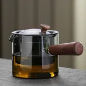 【品質驗證】家用透明玻璃蒸茶壺 木把可電陶爐加熱煮茶器 辦公室小青柑泡茶壺煮茶壺 電燉壺 玻璃養生壺 恆溫養生壺