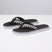 【VANS】官方旗艦 La Costa Lite 黑底棋盤格紋夾腳拖鞋/休閒鞋