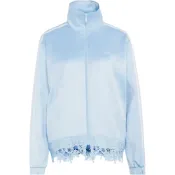 (店+)【adidas 愛迪達】LD1805 adidas originals Firebird 拼接蕾絲立領拉鏈寬鬆長袖夾克外套 女款