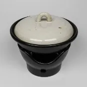 【萬古燒】象牙白 起司陶鍋爐座組 鍋+爐組合 陶鍋 砂鍋 瑞士鍋 巧克力鍋 日本製