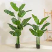 君源優品 仿真綠植 發財樹 仿真植物 盆栽 盆景新款仿真綠植旅人蕉天堂鳥盆栽 室內家居裝飾擺件仿真植物美人蕉
