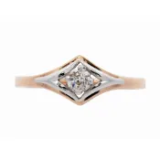 【久大御典品】天然鑽石戒指 0.19克拉 女戒 K/I1 雙色稜形設計 14K585戒檯 編號 E52854-2