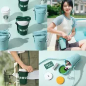 ［約三到四周到貨］中國大陸 星巴克 STARBUCKS 咖啡杯包 斜背包 側背包 小背包 魚臨 墨綠色 零錢包 薄荷綠