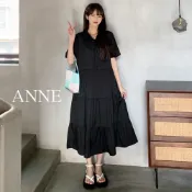 ANNE｜襯衫式蛋糕裙洋裝【AD102115】3XL大尺碼 孕婦洋裝 雪紡洋裝 短袖長洋裝 寬鬆顯瘦