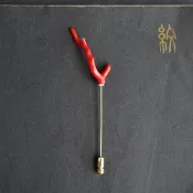【瑞寶枝】天然紅珊瑚沙丁樹枝簡約胸針