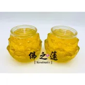 【佛之蓮】果凍蓮花蠟燭 果凍蠟燭 水晶蠟燭 2號蓮花果凍蠟燭 酥油 光明燈 蓮花燈 補運燈 點燈 拜拜蠟燭 金紙 黃色