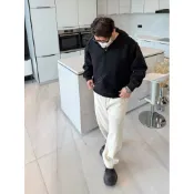 【川島】 美式帽t男480g重磅華棉紐扣連帽男士時尚大碼長袖寬鬆衛衣男