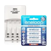 【SANYO 三洋】智慧型充電器+國際牌eneloop 新款彩版低自放充電電池(3號4入充電組)