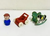懷舊收藏~1972 費雪 Fisher-Price Little People(人偶+搖搖馬+手推車)