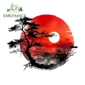 EARLFAMILY紅太陽風光車貼創意後視鏡摩托車保險槓車窗汽車電腦乙烯基貼花遮擋划痕防水裝飾