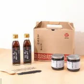 【真老麻油】小禮盒組-A(小磨白麻油200mlx2 + 黑芝麻醬200gx2) 年節 中秋 新年 養身 送禮 禮盒 天然