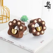 熱賣爆款多巴胺貓爪門鈴吸門式入戶風鈴木質門鈴鐺吸附式商鋪進門提醒銅鈴 KEIE