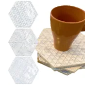 西班牙復古花磚 陶瓷隔熱杯墊 【西班牙進口】巴塞隆納花紋 北歐極簡風 造型餐桌隔熱墊 餐墊 文青馬克杯墊 六角磁磚杯墊