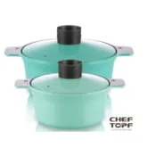 (輜汽) Chef Topf 俄羅斯娃娃系列不沾鍋 - 20公分+24公分湯鍋 茵綠藍 Tiffany藍