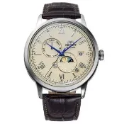 【ORIENT 東方錶】Sun & Moon 日月相 機械腕錶 41.5mm(RA-AK0803Y 奶油黃)