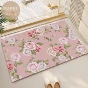 (店+)【MANBU 漫布生活】加厚吸水軟硅藻土地墊 40X60cm 浴室地墊 吸水地墊 止滑地墊-粉色玫瑰