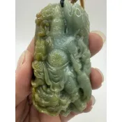 （附證書）天然翡翠～特色關聖帝君武財神吊飾項鍊J215