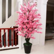 摩可美家 假花鴻運當頭仿真植物盆栽桃花辦公室假樹客廳擺設塑料花居家花卉