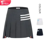 宜家二居 早春顯瘦高腰百褶裙不對稱防走光運動短裙 女士高爾夫A字半身裙