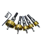 (店+)鍍鈦開孔器五件組(開孔器 16mm-30mm 三角柄 擴孔器 圓穴鑽 圓穴鋸 電鑽擴孔 圓孔器 洗孔)
