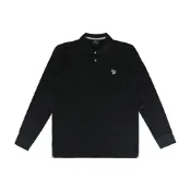 Paul Smith迷你斑馬LOGO刺繡設計有機棉長袖POLO衫(男款/黑)