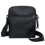 【COACH】全皮直式方型飛行員斜背男包(黑色)