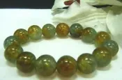 ♥ 婉 湲 玉 石 坊 ♥  天然  黃金 綠龍麟石手鍊 1.35cm (50g) =450