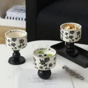 臺灣精選 赫本黑玫瑰甜品杯高顏值陶瓷杯復古高腳杯冰淇淋杯家用蠟燭杯燭臺 【台南發貨 可開發票】