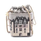 【DOKODEMO】【二手】香奈兒 (Chanel) 小號水桶包，串珠刺繡，AP2220 銀灰色羊皮（綿羊皮）女士小水桶包