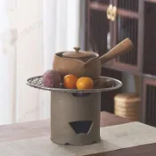🌈圍爐煮茶必備🌈潮州紅泥小火爐 功夫茶炭爐砂銚套裝 家用煮茶燒水壺 戶外家用兩用炭火爐 功夫煮茶器 復古陶壺燒水壺