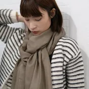 喀什米爾 Cashmere 羊毛圍巾 - 摩卡
