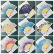 【台灣現貨⚡隔日到貨】扇子 手扇 古風 絹布 折扇 中國風白花喜蝶折疊扇子 摺疊扇 絹扇 竹扇 隨身扇 紀念品 禮品折扇