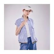 【Le Polka】箱型條紋蓋袖襯衫-女
