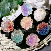 新店優惠🌸爆款 輔料 材料包 diy 手工材料 描金復古輕奢爆閃34mm軟膠大花玫瑰手工DIY樹脂配件夜光花朵配飾