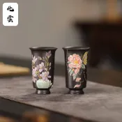 【化雲】宜興紫砂聞香杯 主人杯 手工泥繪品茗杯功夫茶具